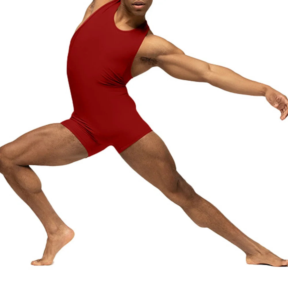 Mens Sports Tights Bodysuit Fitness Training Shaping Simple Home Gymnastics Suits Sexy Clothes Men&