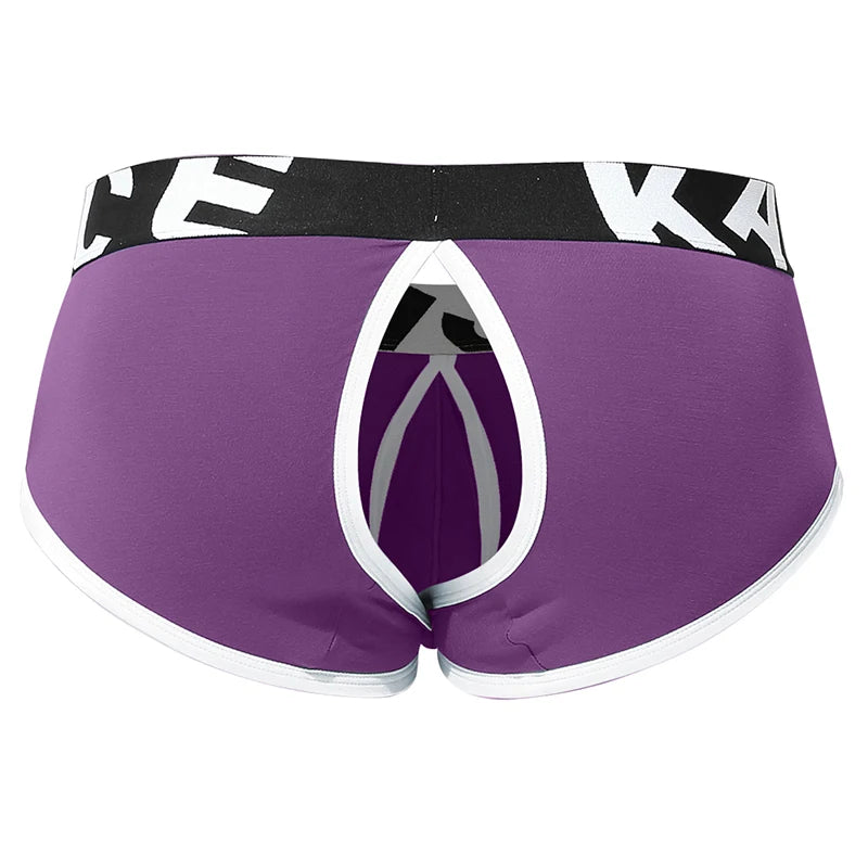 Men Underwear Open Front Back Boxers Breathable Solid Low Waist Underpants Soft and Comfortable Homme Shorts