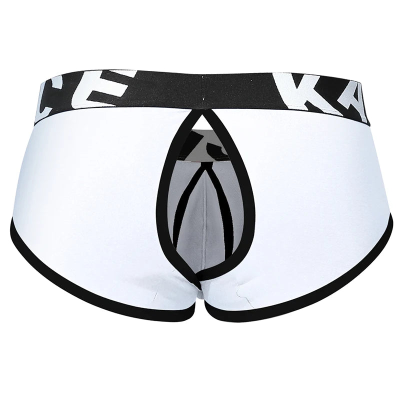Men Underwear Open Front Back Boxers Breathable Solid Low Waist Underpants Soft and Comfortable Homme Shorts