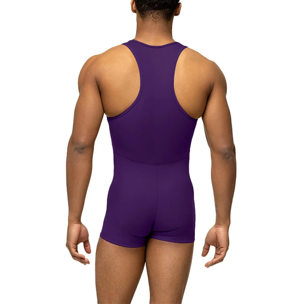 Mens Sports Tights Bodysuit Fitness Training Shaping Simple Home Gymnastics Suits Sexy Clothes Men&