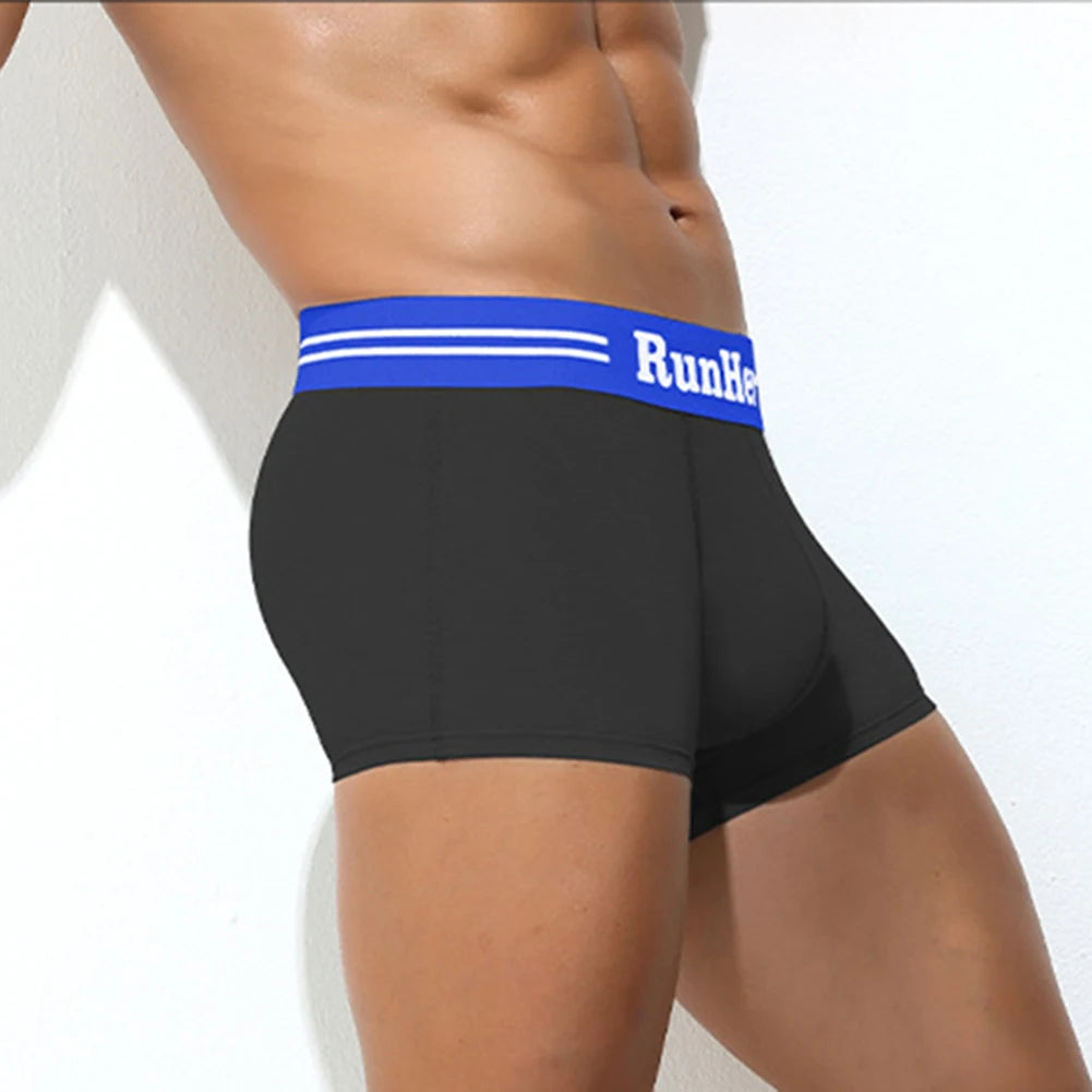 Men Cotton Boxer Briefs U Convex Pouch.