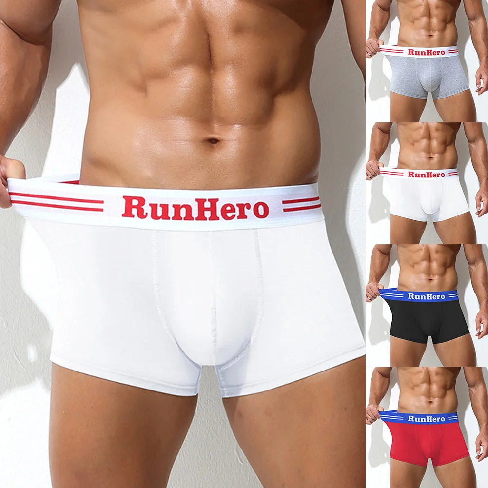 Men Cotton Boxer Briefs U Convex Pouch.