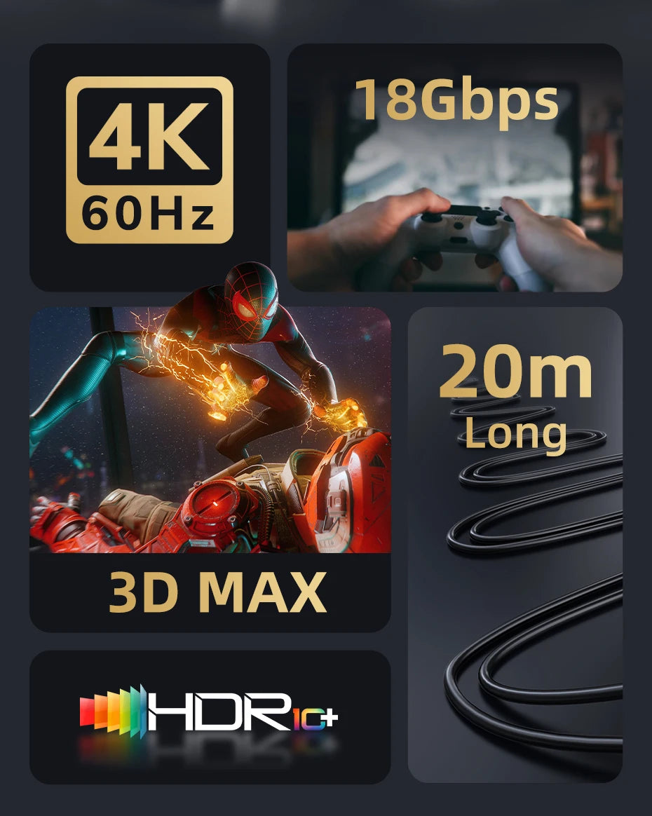 CABLETIME HDMI 2.0 Cable 4K 60HZ for PS4 TV Computer Projector Switch Box hdmi 4K 60hz cable Video Cable C515