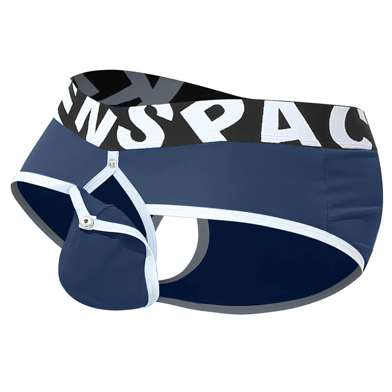 Men Underwear Open Front Back Boxers Breathable Solid Low Waist Underpants Soft and Comfortable Homme Shorts