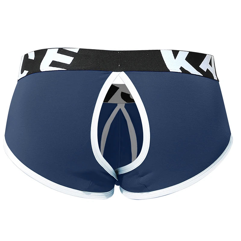 Men Underwear Open Front Back Boxers Breathable Solid Low Waist Underpants Soft and Comfortable Homme Shorts
