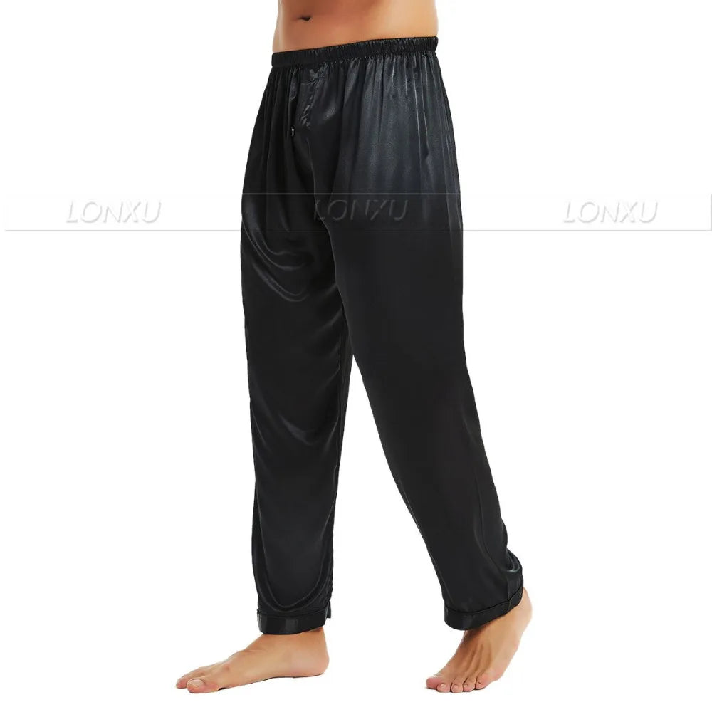 Mens Silk Satin Pajamas Pyjamas Pants Lounge Pants Sleep Bottoms Free p&p S~4XL Plus