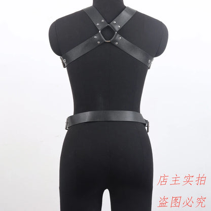 Gay PU Leather Body Harness Erotic Men Bdsm Bondage Sexy Lingerie Club Shoulder Straps Cosplay Costumes Gothic Belt Fetish Wear