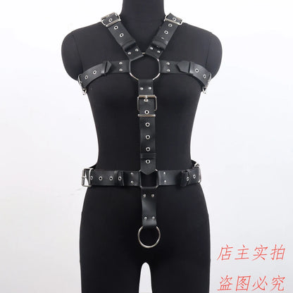 Gay PU Leather Body Harness Erotic Men Bdsm Bondage Sexy Lingerie Club Shoulder Straps Cosplay Costumes Gothic Belt Fetish Wear