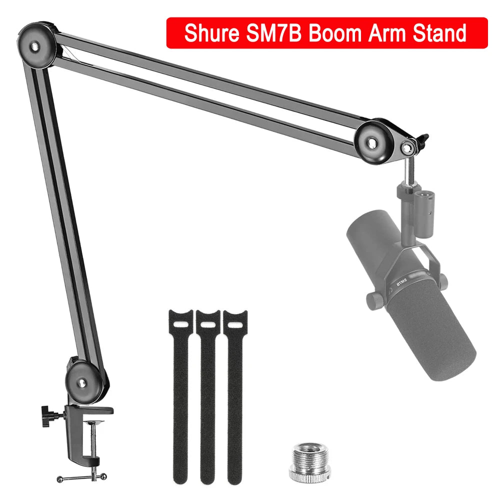 Shure SM7B Mic Boom Arm With Pop Filter Suspension Boom Scissor Arm Stand For Shure SM7B Microphone Heavy Duty Adjustable Holder