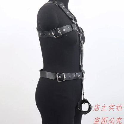 Gay PU Leather Body Harness Erotic Men Bdsm Bondage Sexy Lingerie Club Shoulder Straps Cosplay Costumes Gothic Belt Fetish Wear