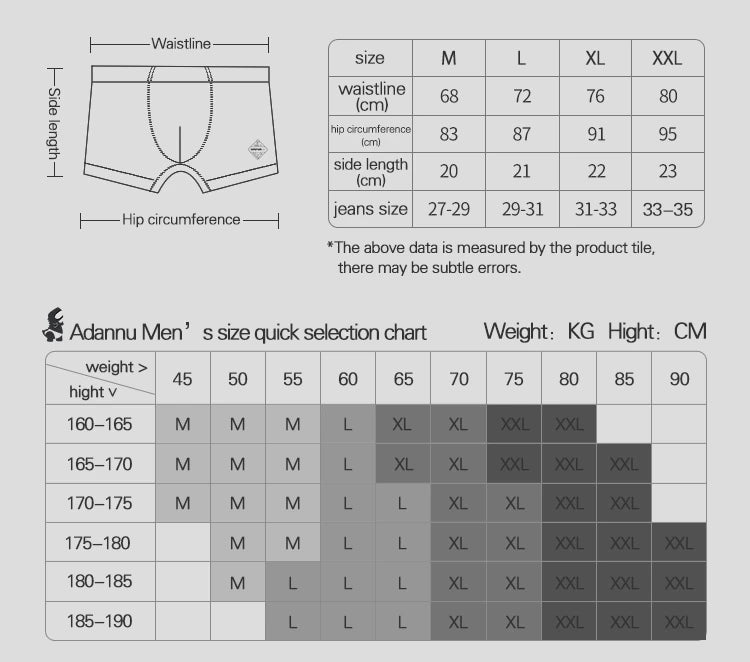 ADANNU Brand Men Boxers Male Underwear Modal Breathable Comfortable Underpants Men Boxers Shorts Cueca Masculina Calzoncillo