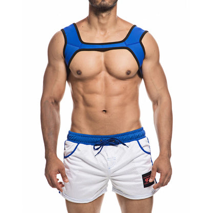 2PCS/Lots Men Neoprene Chest Harness+Causal Shorts Pants Workout Fitness Undershirts Underwear Shoulder Muscle Harness Trunks XL