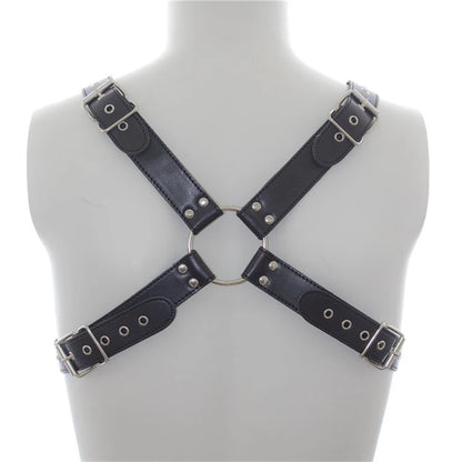 Leather Fetish Gay BDSM Men Harness Belts Adjustable Sexual Gay Bondage Clothing Body Chest Harness Straps for Rave Party Stage