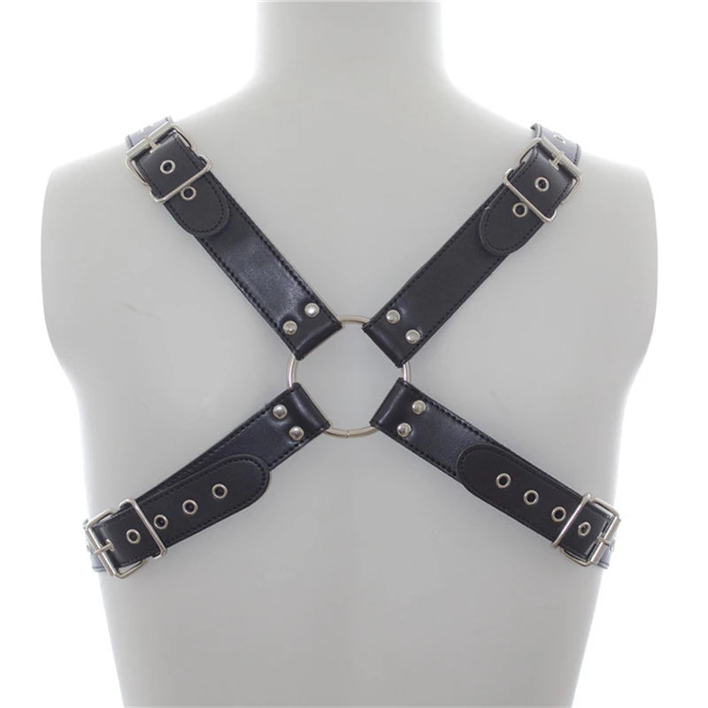 Sexual Men's Leather Chest Harness Belts Fetish Gay BDSM Bondage Clothes Punk Rave Goth Man Harness Tops Male Straps Lingerie