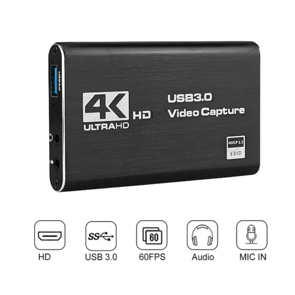 4K HDMI-Compatible USB 3.0 Video Capture Card 1080P 60fps HD Video Recorder Grabber For OBS Capturing Game Card Live