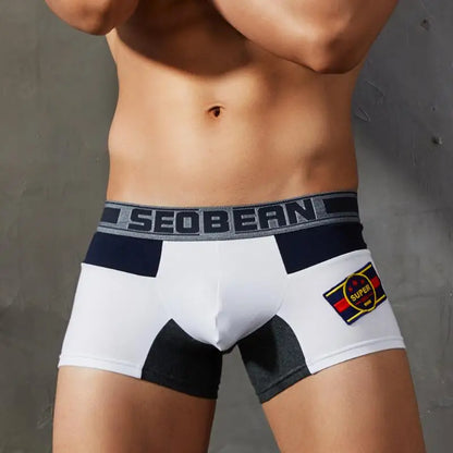 SEOBEAN Men Teenage Plain Cotton Boxer Shorts U Convex Pouch