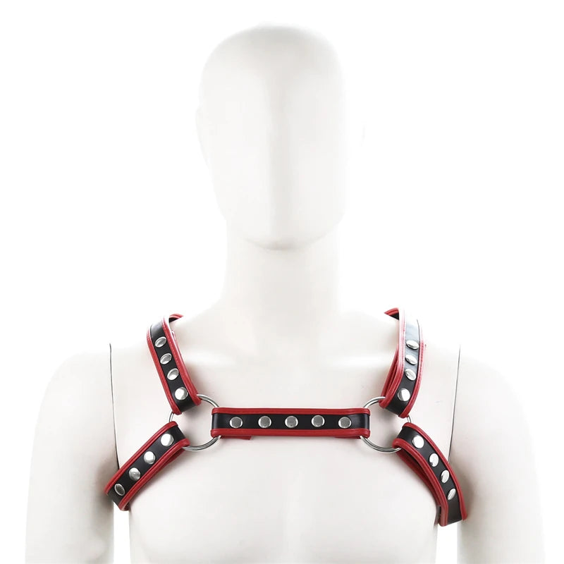 Sexual Gay Lingerie Leather Man Harness Belts  BDSM Bondage Fetish Men Clothes Punk Rave Goth X-Shape Chest Harness Straps