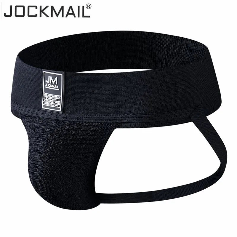 JOCKMAIL Men's, Young Men Gym Workout Jockstrap with 3" Waistband, Athletic Supporter w/ Stretch Mesh Pouch