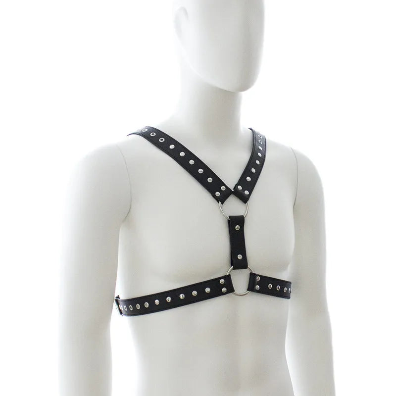 Leather Fetish Men Body Harness Belts BDSM Bondage Gay Clothes Sexual Punk Rave Tops Chest Harness Straps for Stage Clubwear