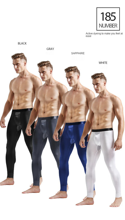 Men Long Johns Sexy U Convex Penis Pouch Tight Underwear Men Modal Stretch Slim Leggings Gay Home Lounge Man Basic Thermal Pants