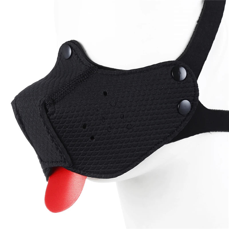 Puppy Play Gay Toys Half Face Dog Mask with Tongue Adult Games Slave Bondage Restraint Muzzle BDSM Sex Mask Fetish Hood for Men