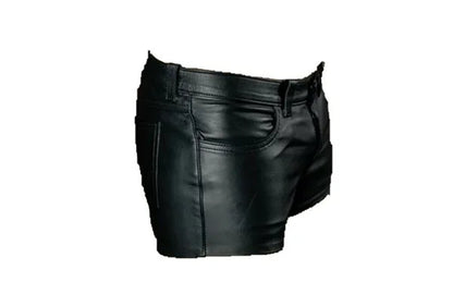 Men Shorts Solid Color Casual Mens Short PU Leather Pants Spring Summer Men Fashion Punk Style Black Shorts for Men