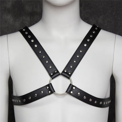 Leather Fetish Men Body Harness Belts BDSM Bondage Gay Clothes Sexual Punk Rave Tops Chest Harness Straps for Stage Clubwear