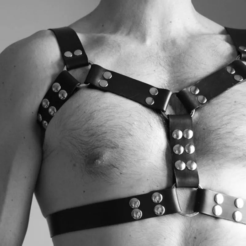 Sexual Mens Leather Chest Harness Belts Fetish Gay Body Bondage Punk Clothes BDSM Men Harness Lingerie for Rave Party Clubwear