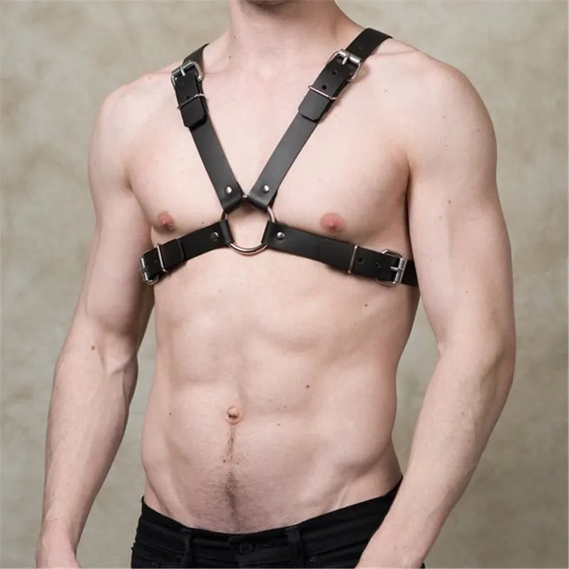 Fetish Gay BDSM Chest Harness Belts Sexual Leather Men Clothes Punk Rave Body Harness Straps Sexy Erotic Male Bondage Lingerie