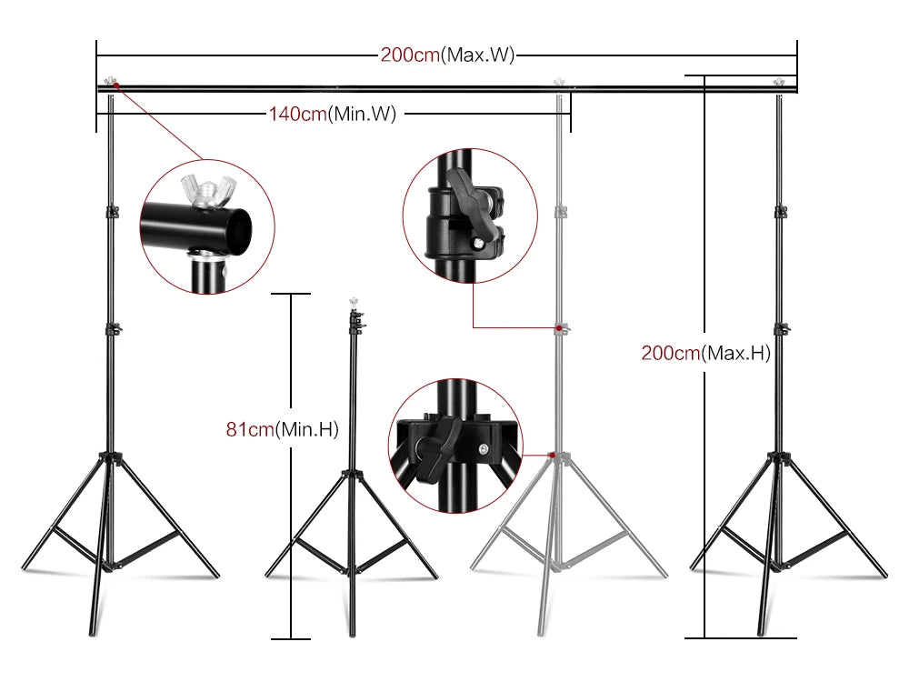 Photography Background Frame Support Softbox Lighting Kit Photo Studio Equipment Accessories With 3Pcs Backdrop And Tripod Stand