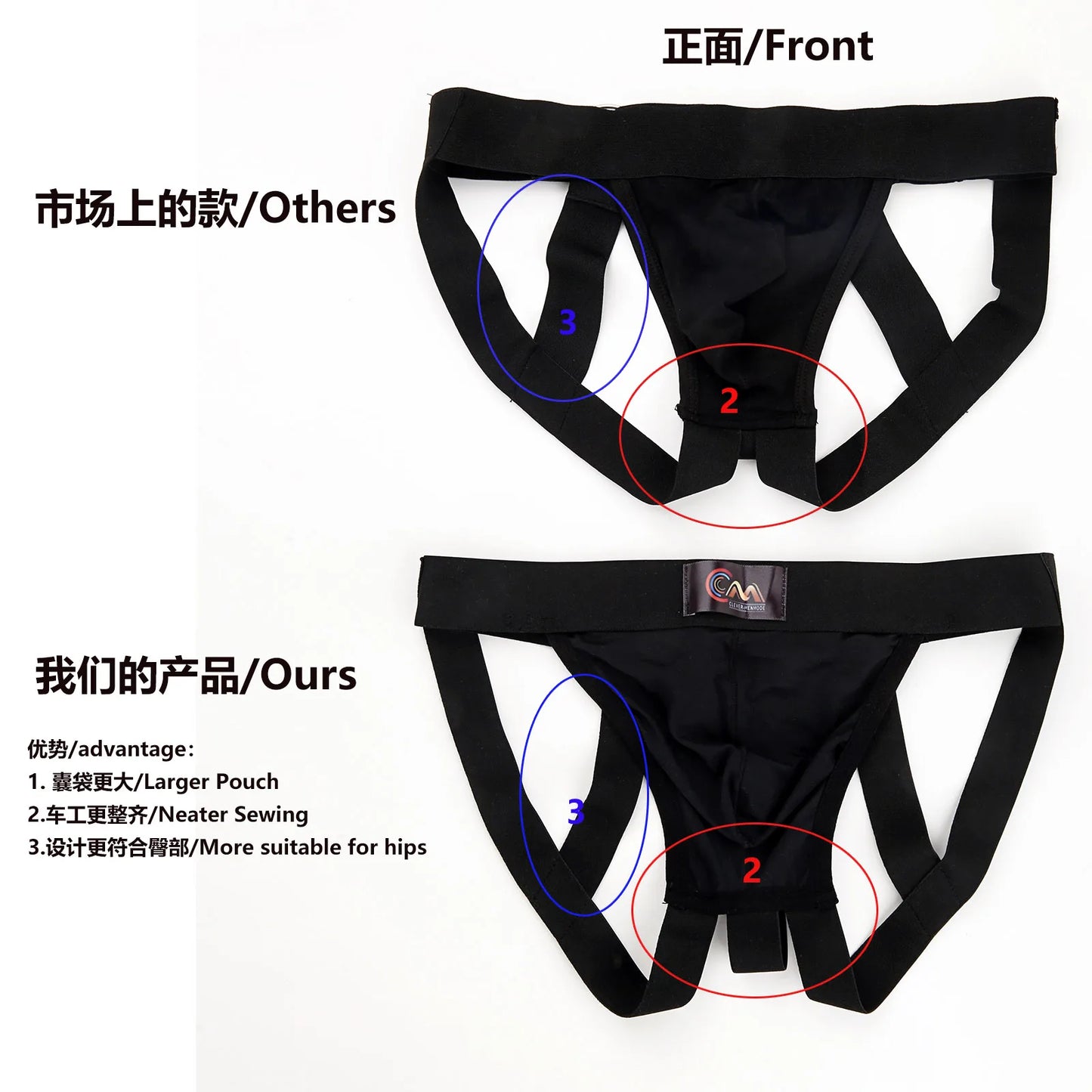 CLEVER-MENMODE Underpants Men Jockstrap Panties Sexy Thongs G String Penis Pouch Underwear Harness T-Back Leg Bondage Lingerie