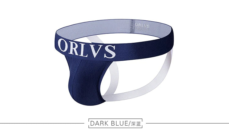 ORLVS Brand Sexy Gay Jockstrap Men Underwear Cotton Men Thong Breathable U Convex For Gay Low Waist Underpants Soft Hollow