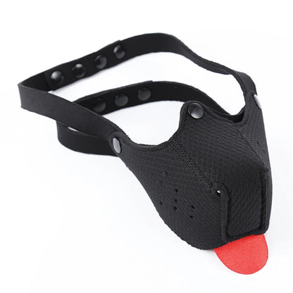 Puppy Play Gay Toys Half Face Dog Mask with Tongue Adult Games Slave Bondage Restraint Muzzle BDSM Sex Mask Fetish Hood for Men