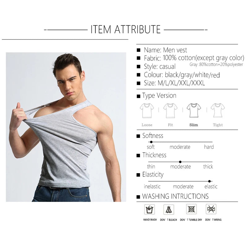 TFETTER Men's Underwear Cotton Tank Top Men High Quality Bodybuilding Singlet Sleeveless Slim Fit Vest Men Tank Tops