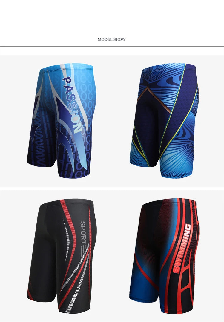 Boys Swim Trunks Waterproof Quick Dry Bathing Suit Man Diving Long Swimsuit Boxer Briefs Gay Beach Shorts Wear