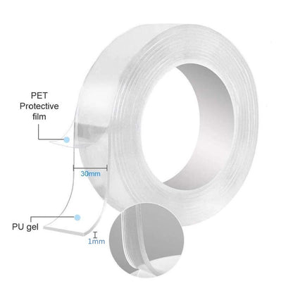 Reusable Nano Adhesive Tape Clear Double Sided Removable Transparent Alien Tape Anti-Slip Traceless for Home Supplie
