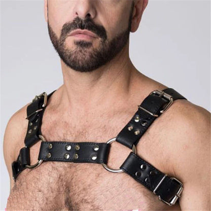 Sexual Gay Lingerie Leather Man Harness Belts  BDSM Bondage Fetish Men Clothes Punk Rave Goth X-Shape Chest Harness Straps