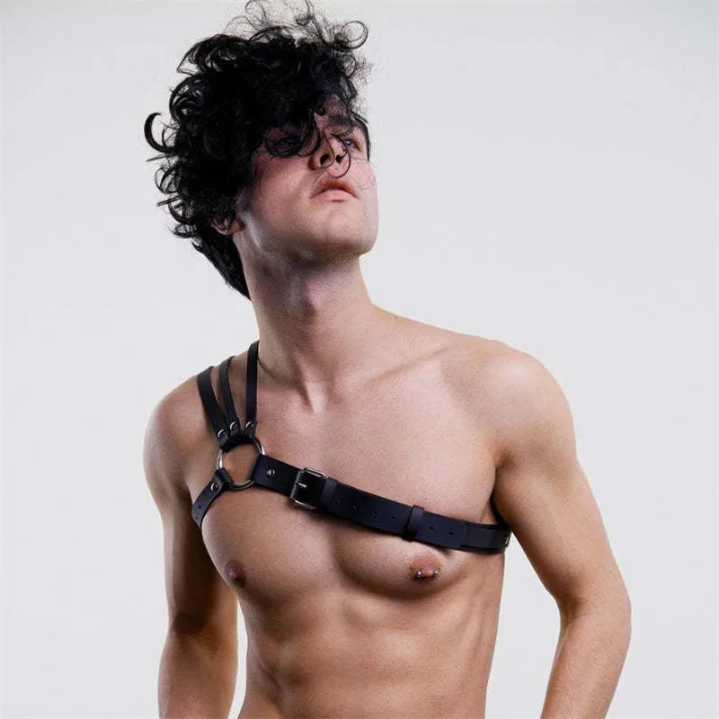 Fetish Gay BDSM Chest Harness Belts Sexual Leather Men Clothes Punk Rave Body Harness Straps Sexy Erotic Male Bondage Lingerie