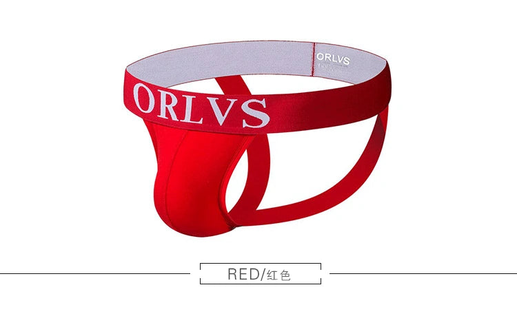 ORLVS Brand Sexy Gay Jockstrap Men Underwear Cotton Men Thong Breathable U Convex For Gay Low Waist Underpants Soft Hollow