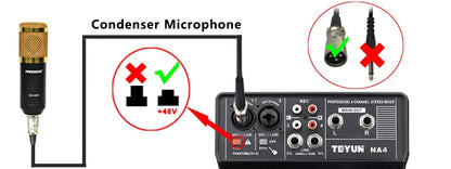 TEYUN 4 Channel Mixing Console 48V Bluetooth Sound Table 24 DSP Effects USB Computer Record Play Live Broadcast Audio Mixer NA4