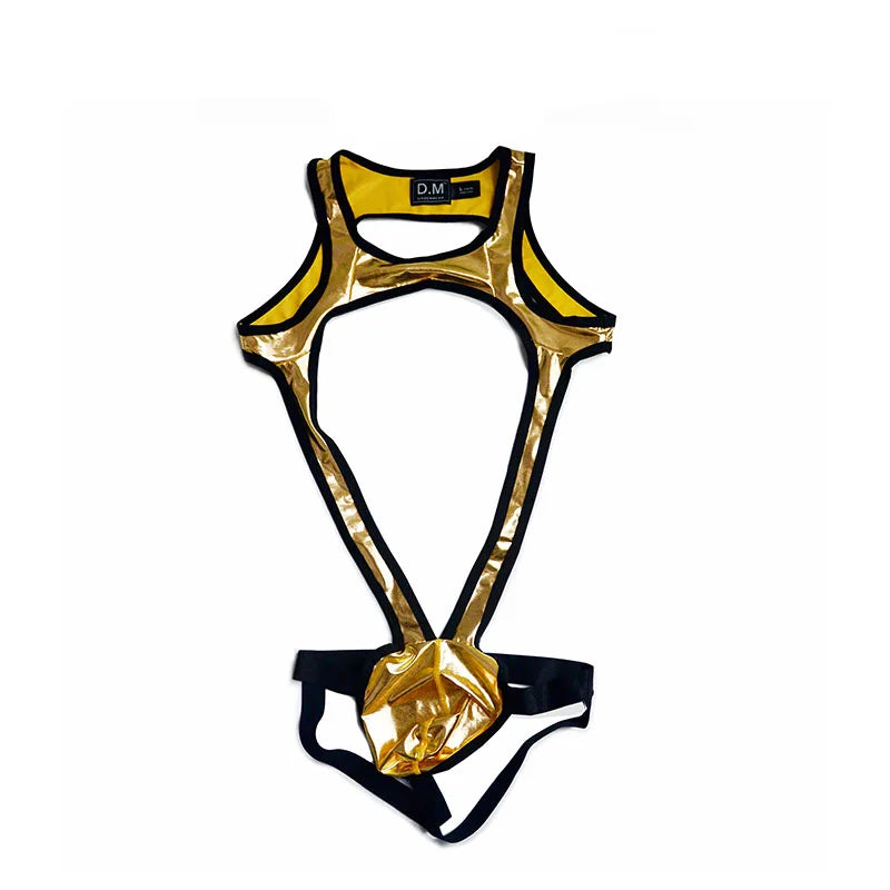 Gay Men Underwear Underpants Sexy Shiny Imitation Leather Men&