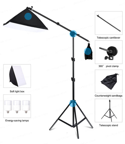 SH Photography Photo Studio Lighting Kit Including 2x2M Photo Background Muslin Backdrops And Green Background With Portable Bag