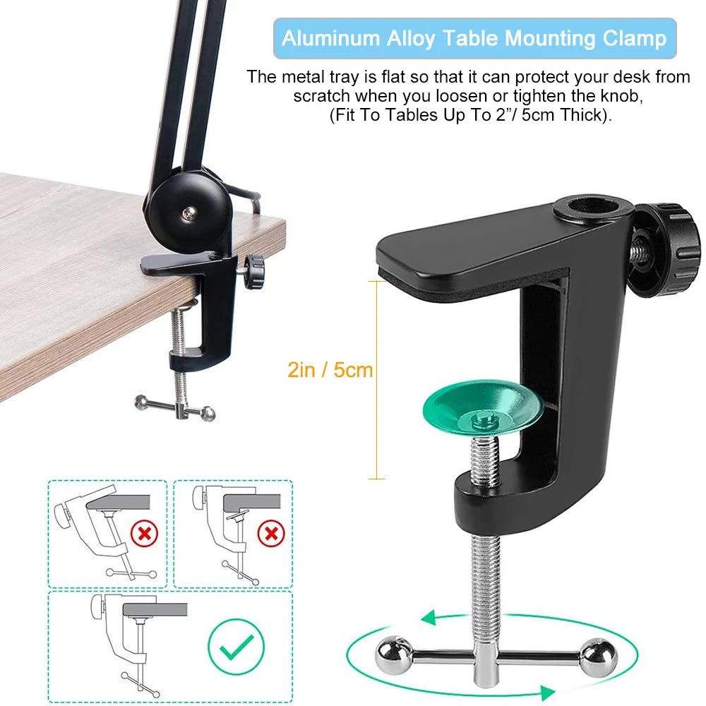 Shure SM7B Mic Boom Arm With Pop Filter Suspension Boom Scissor Arm Stand For Shure SM7B Microphone Heavy Duty Adjustable Holder