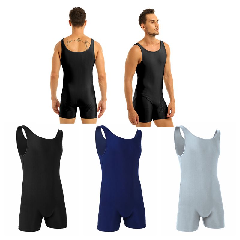 Men's Gymnastics Leotard Swimsuit Sports Body Swim Bodysuit Bodystocking Swimwear Swimming Bathing Suit Unitard Under Clothes