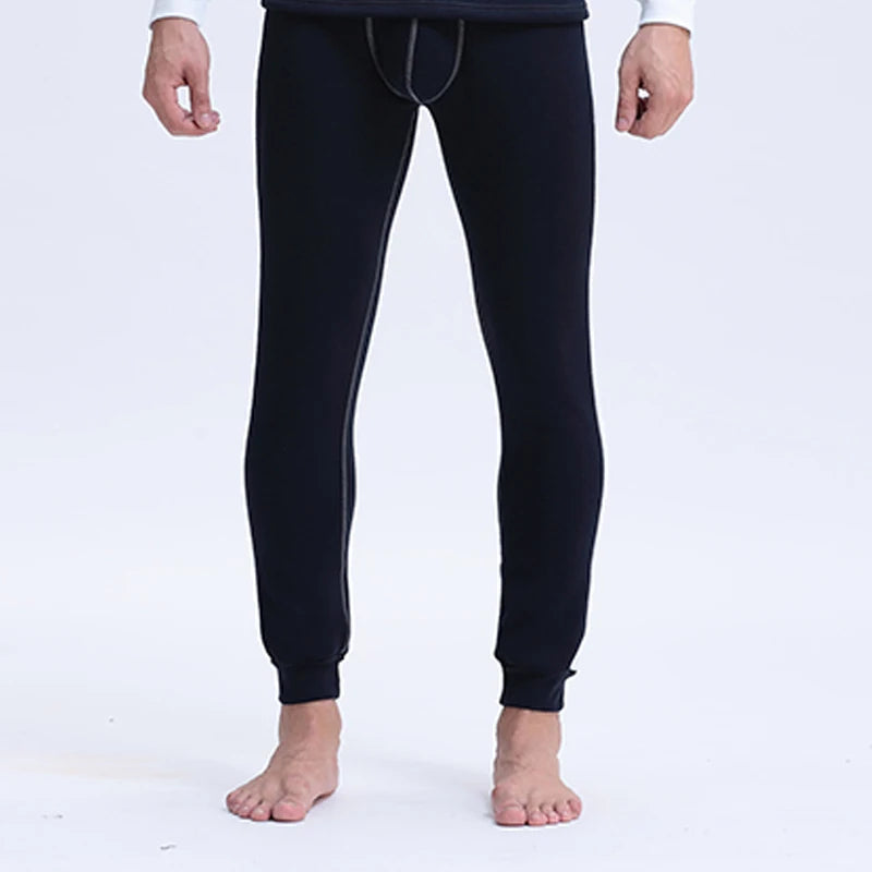 Men Sleep Bottoms Winter Pants Men Long Warm Cotton Thich Plus Velvet Legging Thermal Trousers Leggings