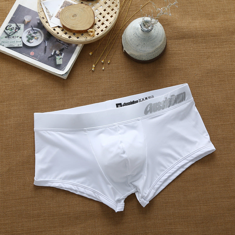 Men's flat-angle panties milk silk low waist elastic three-dimensional comfort aussiebum