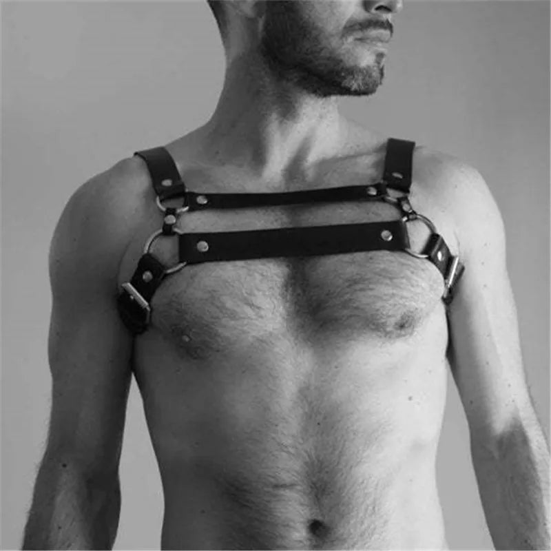 Fetish Gay BDSM Chest Harness Belts Sexual Leather Men Clothes Punk Rave Body Harness Straps Sexy Erotic Male Bondage Lingerie