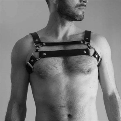 Fetish Gay BDSM Chest Harness Belts Sexual Leather Men Clothes Punk Rave Body Harness Straps Sexy Erotic Male Bondage Lingerie