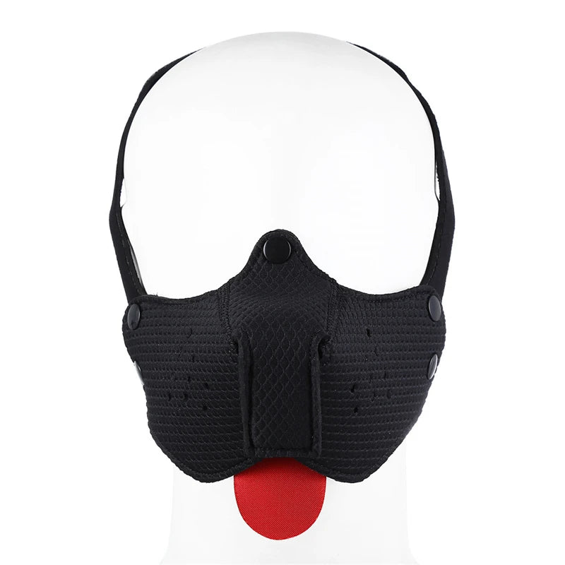 Puppy Play Gay Toys Half Face Dog Mask with Tongue Adult Games Slave Bondage Restraint Muzzle BDSM Sex Mask Fetish Hood for Men