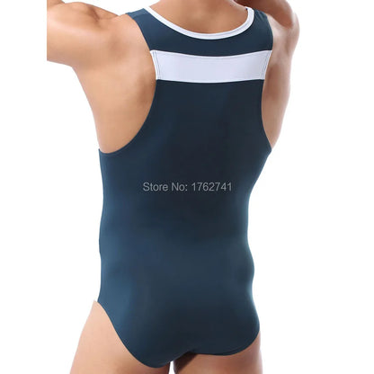 Men's Leotard Fitness Stretch Bodysuit Bodywear Swimwear Underwear